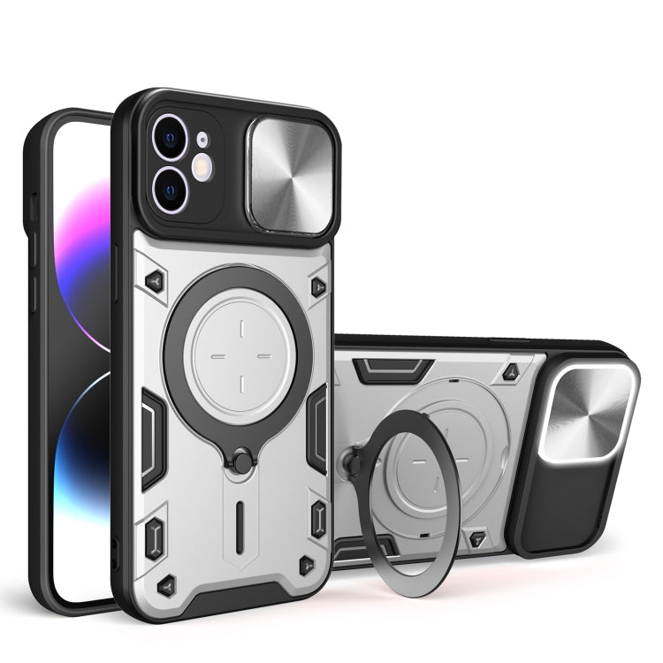 Coque de téléphone à texture CD avec support magnétique coulissant Camshield, pour iPhone 11, iPhone 11 Pro