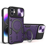Coque de téléphone à texture CD avec support magnétique coulissant Camshield, pour iPhone 11, iPhone 11 Pro