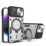 Coque de téléphone à texture CD avec support magnétique coulissant Camshield, pour iPhone 11, iPhone 11 Pro