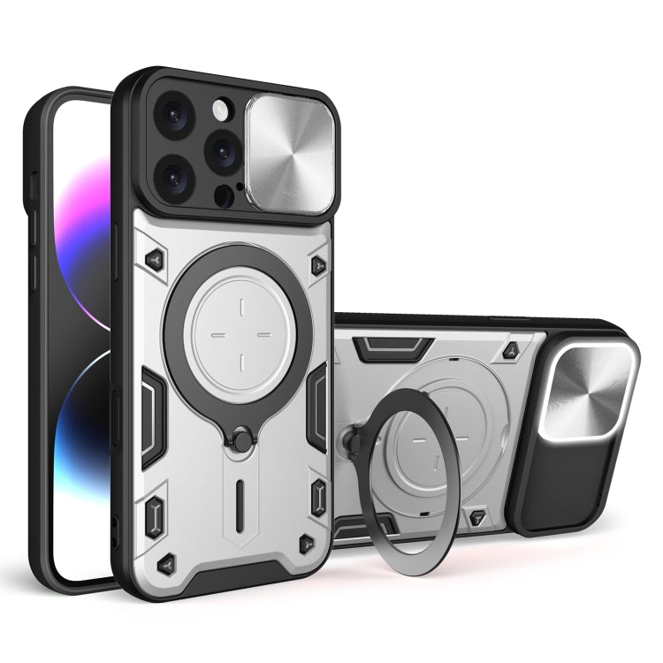 Coque de téléphone avec support magnétique coulissant à texture CD, pour iPhone 17e / 16e, pour iPhone 17 Pro Max, pour iPhone 17 Pro, pour iPhone 17, pour iPhone Air, pour iPhone 16 Pro Max, pour iPhone 16 Pro, pour iPhone 16 Plus