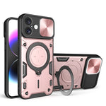Coque de téléphone avec support magnétique coulissant à texture CD, pour iPhone 17e / 16e, pour iPhone 17 Pro Max, pour iPhone 17 Pro, pour iPhone 17, pour iPhone Air, pour iPhone 16 Pro Max, pour iPhone 16 Pro, pour iPhone 16 Plus