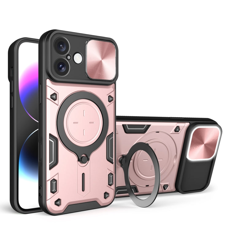 Coque de téléphone avec support magnétique coulissant à texture CD, pour iPhone 17e / 16e, pour iPhone 17 Pro Max, pour iPhone 17 Pro, pour iPhone 17, pour iPhone Air, pour iPhone 16 Pro Max, pour iPhone 16 Pro, pour iPhone 16 Plus