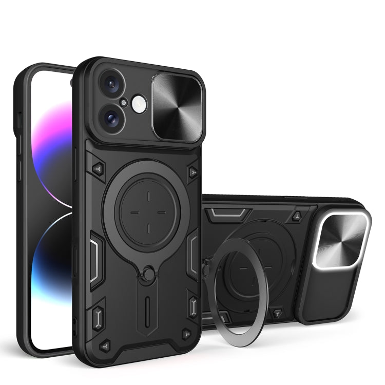 Coque de téléphone avec support magnétique coulissant à texture CD, pour iPhone 17e / 16e, pour iPhone 17 Pro Max, pour iPhone 17 Pro, pour iPhone 17, pour iPhone Air, pour iPhone 16 Pro Max, pour iPhone 16 Pro, pour iPhone 16 Plus
