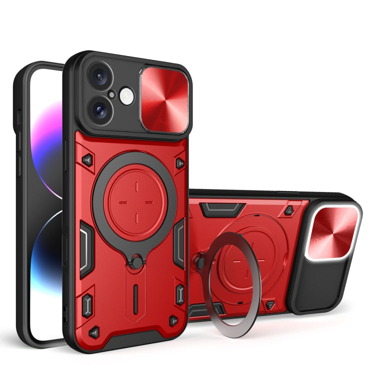 Coque de téléphone avec support magnétique coulissant à texture CD, pour iPhone 17e / 16e, pour iPhone 17 Pro Max, pour iPhone 17 Pro, pour iPhone 17, pour iPhone Air, pour iPhone 16 Pro Max, pour iPhone 16 Pro, pour iPhone 16 Plus