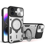 Coque de téléphone avec support magnétique coulissant à texture CD, pour iPhone 17e / 16e, pour iPhone 17 Pro Max, pour iPhone 17 Pro, pour iPhone 17, pour iPhone Air, pour iPhone 16 Pro Max, pour iPhone 16 Pro, pour iPhone 16 Plus