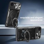 Coque de téléphone avec support magnétique coulissant à texture CD, pour iPhone 17e / 16e, pour iPhone 17 Pro Max, pour iPhone 17 Pro, pour iPhone 17, pour iPhone Air, pour iPhone 16 Pro Max, pour iPhone 16 Pro, pour iPhone 16 Plus