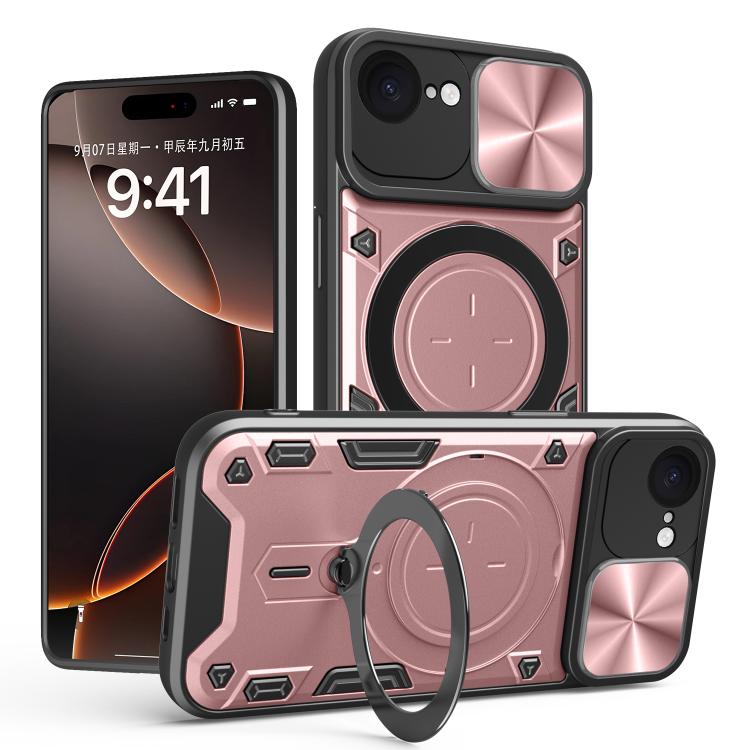 Coque de téléphone avec support magnétique coulissant à texture CD, pour iPhone 17e / 16e, pour iPhone 17 Pro Max, pour iPhone 17 Pro, pour iPhone 17, pour iPhone Air, pour iPhone 16 Pro Max, pour iPhone 16 Pro, pour iPhone 16 Plus