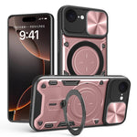 Coque de téléphone avec support magnétique coulissant à texture CD, pour iPhone 17e / 16e, pour iPhone 17 Pro Max, pour iPhone 17 Pro, pour iPhone 17, pour iPhone Air, pour iPhone 16 Pro Max, pour iPhone 16 Pro, pour iPhone 16 Plus