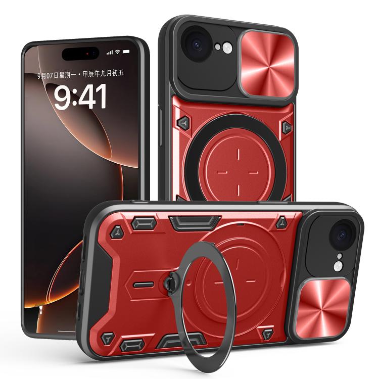 Coque de téléphone avec support magnétique coulissant à texture CD, pour iPhone 17e / 16e, pour iPhone 17 Pro Max, pour iPhone 17 Pro, pour iPhone 17, pour iPhone Air, pour iPhone 16 Pro Max, pour iPhone 16 Pro, pour iPhone 16 Plus