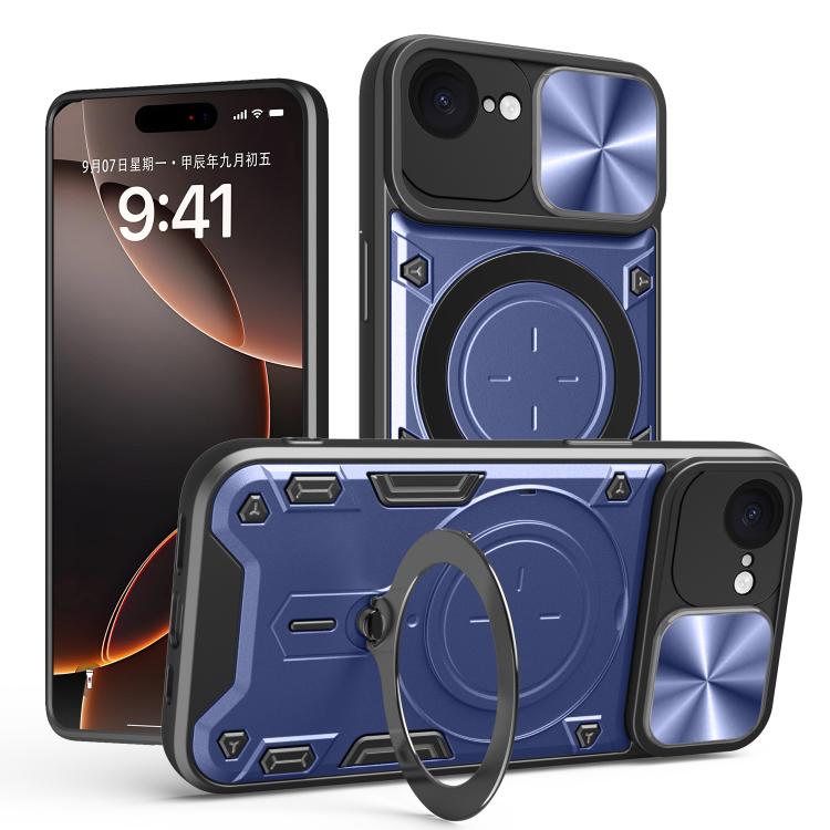 Coque de téléphone avec support magnétique coulissant à texture CD, pour iPhone 17e / 16e, pour iPhone 17 Pro Max, pour iPhone 17 Pro, pour iPhone 17, pour iPhone Air, pour iPhone 16 Pro Max, pour iPhone 16 Pro, pour iPhone 16 Plus
