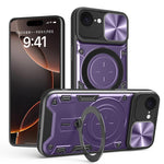 Coque de téléphone avec support magnétique coulissant à texture CD, pour iPhone 17e / 16e, pour iPhone 17 Pro Max, pour iPhone 17 Pro, pour iPhone 17, pour iPhone Air, pour iPhone 16 Pro Max, pour iPhone 16 Pro, pour iPhone 16 Plus