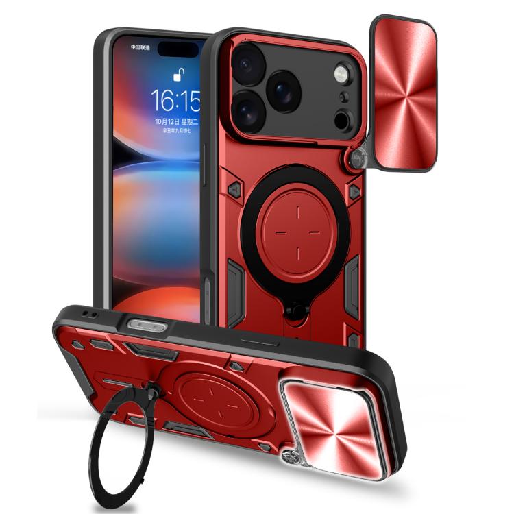 Coque de téléphone avec support magnétique coulissant à texture CD, pour iPhone 17e / 16e, pour iPhone 17 Pro Max, pour iPhone 17 Pro, pour iPhone 17, pour iPhone Air, pour iPhone 16 Pro Max, pour iPhone 16 Pro, pour iPhone 16 Plus
