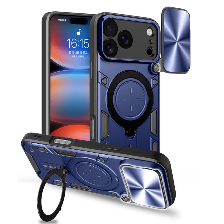 Coque de téléphone avec support magnétique coulissant à texture CD, pour iPhone 17e / 16e, pour iPhone 17 Pro Max, pour iPhone 17 Pro, pour iPhone 17, pour iPhone Air, pour iPhone 16 Pro Max, pour iPhone 16 Pro, pour iPhone 16 Plus