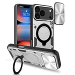 Coque de téléphone avec support magnétique coulissant à texture CD, pour iPhone 17e / 16e, pour iPhone 17 Pro Max, pour iPhone 17 Pro, pour iPhone 17, pour iPhone Air, pour iPhone 16 Pro Max, pour iPhone 16 Pro, pour iPhone 16 Plus