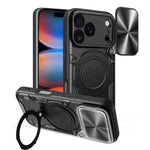 Coque de téléphone avec support magnétique coulissant à texture CD, pour iPhone 17e / 16e, pour iPhone 17 Pro Max, pour iPhone 17 Pro, pour iPhone 17, pour iPhone Air, pour iPhone 16 Pro Max, pour iPhone 16 Pro, pour iPhone 16 Plus