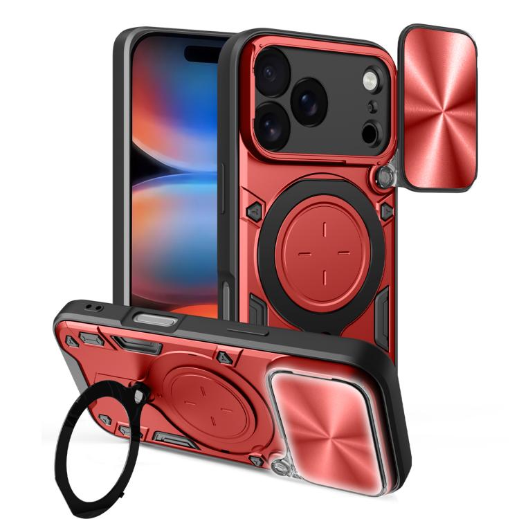 Coque de téléphone avec support magnétique coulissant à texture CD, pour iPhone 17e / 16e, pour iPhone 17 Pro Max, pour iPhone 17 Pro, pour iPhone 17, pour iPhone Air, pour iPhone 16 Pro Max, pour iPhone 16 Pro, pour iPhone 16 Plus