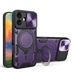 Coque de téléphone avec support magnétique coulissant à texture CD, pour iPhone 17e / 16e, pour iPhone 17 Pro Max, pour iPhone 17 Pro, pour iPhone 17, pour iPhone Air, pour iPhone 16 Pro Max, pour iPhone 16 Pro, pour iPhone 16 Plus