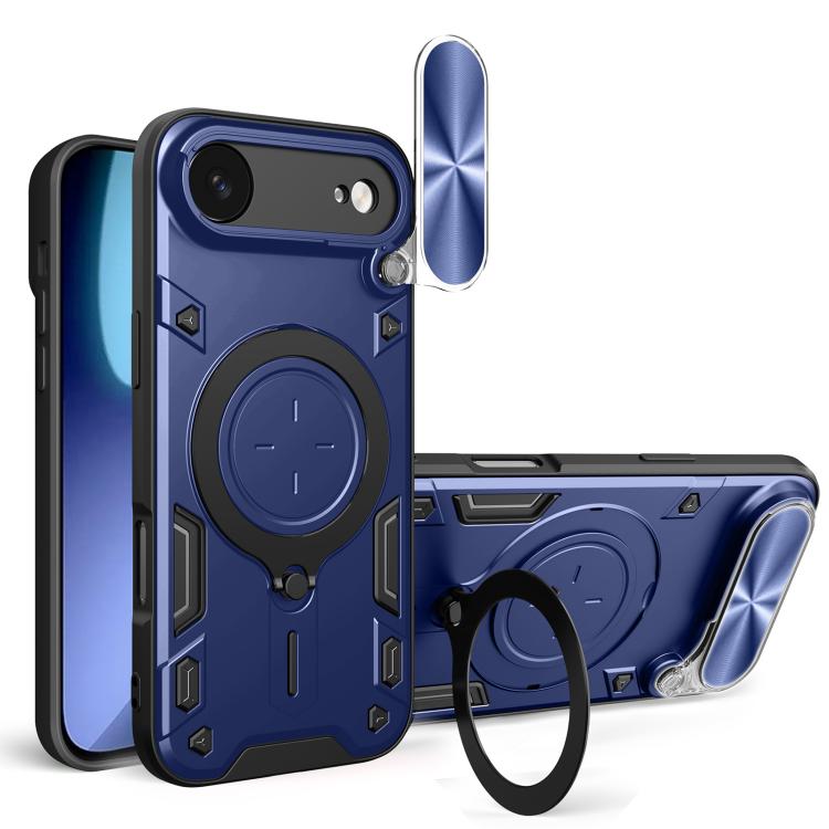 Coque de téléphone avec support magnétique coulissant à texture CD, pour iPhone 17e / 16e, pour iPhone 17 Pro Max, pour iPhone 17 Pro, pour iPhone 17, pour iPhone Air, pour iPhone 16 Pro Max, pour iPhone 16 Pro, pour iPhone 16 Plus