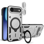 Coque de téléphone avec support magnétique coulissant à texture CD, pour iPhone 17e / 16e, pour iPhone 17 Pro Max, pour iPhone 17 Pro, pour iPhone 17, pour iPhone Air, pour iPhone 16 Pro Max, pour iPhone 16 Pro, pour iPhone 16 Plus