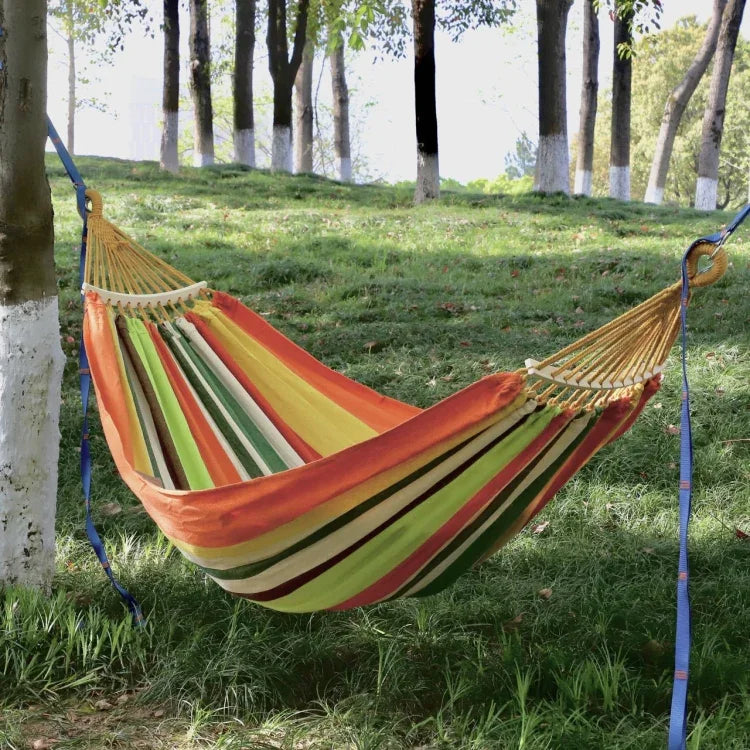 Hamac en toile double épaisseur pour extérieur Balançoire intérieure avec tige incurvée amovible, 200x100cm