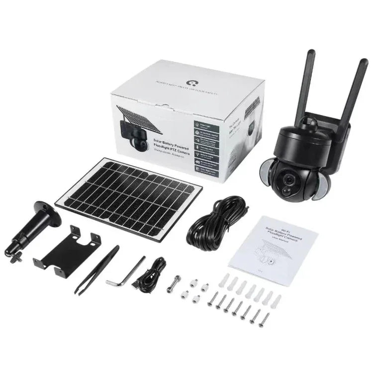 Caméra IP dôme solaire SHIWOJIA IP66 étanche 4G 3MP, audio bidirectionnel, détection de mouvement PIR et vision nocturne, UE, AU, US
