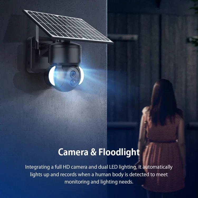 Caméra IP dôme solaire SHIWOJIA IP66 étanche 4G 3MP, audio bidirectionnel, détection de mouvement PIR et vision nocturne, UE, AU, US