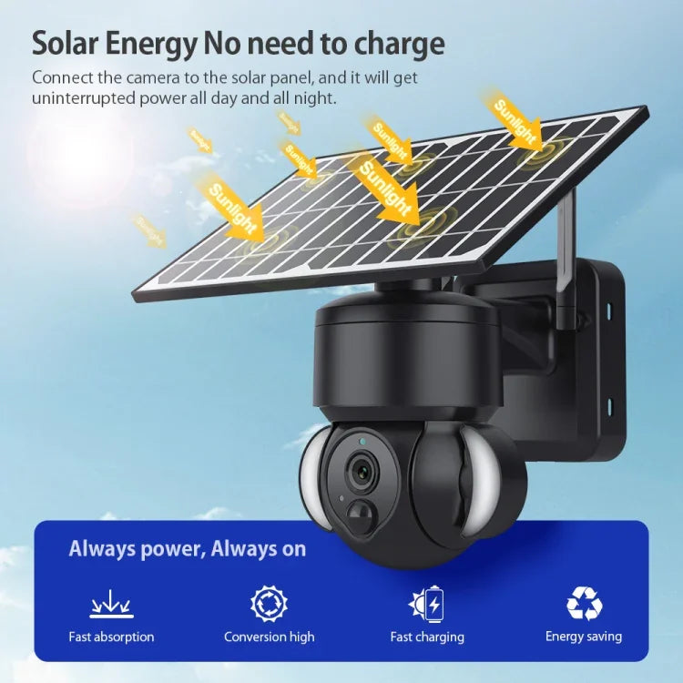 Caméra IP dôme solaire SHIWOJIA IP66 étanche 4G 3MP, audio bidirectionnel, détection de mouvement PIR et vision nocturne, UE, AU, US
