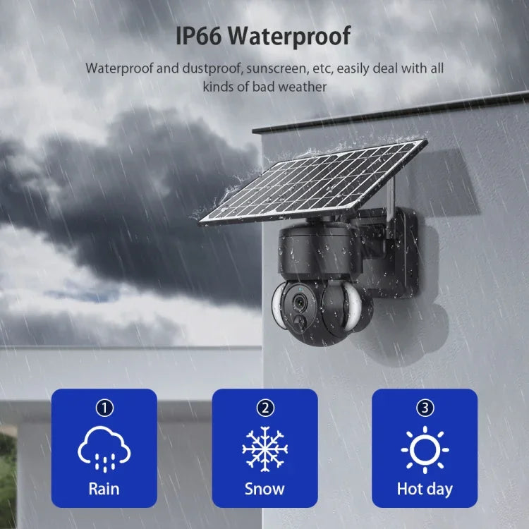 Caméra IP dôme solaire SHIWOJIA IP66 étanche 4G 3MP, audio bidirectionnel, détection de mouvement PIR et vision nocturne, UE, AU, US