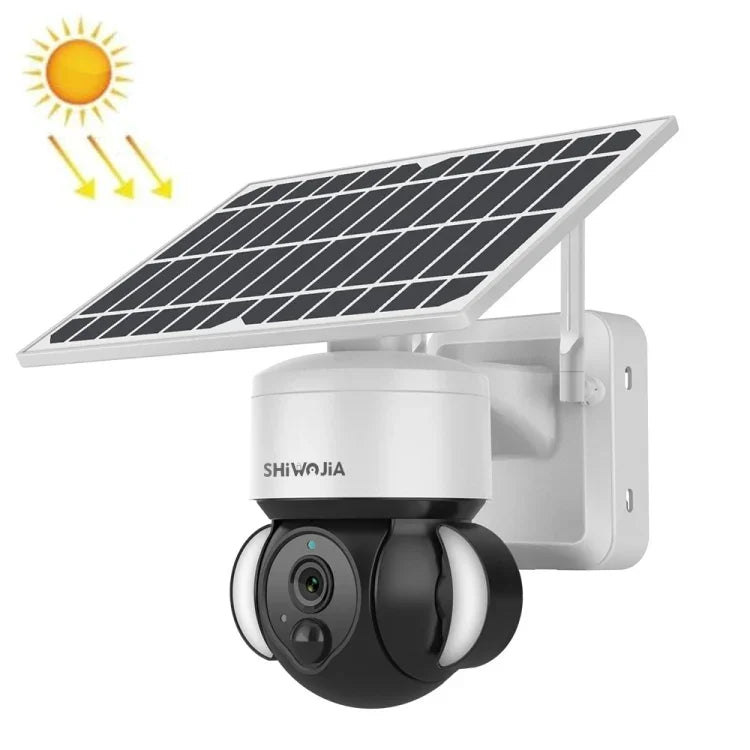 Caméra IP dôme solaire SHIWOJIA IP66 étanche 4G 3MP, audio bidirectionnel, détection de mouvement PIR et vision nocturne, UE, AU, US
