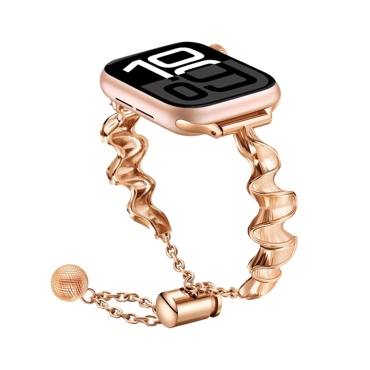 Bracelet de montre en métal Ruban Vague, Pour Apple Watch Series 10 46 mm, Pour Apple Watch Series 10 42 mm, Pour Apple Watch SE 2023 44 mm, Pour Apple Watch SE 2023 40 mm, Pour Apple Watch Ultra 2 49 mm, Pour Apple Watch 9 45 mm, Pour Apple Watch 9 41 mm