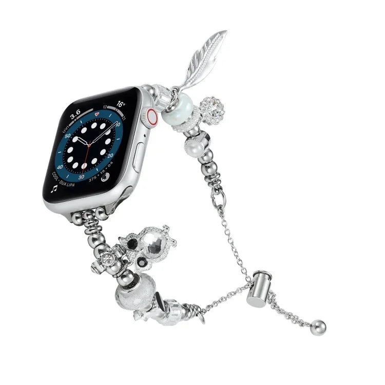 Bracelet de montre en métal perlé, pour Apple Watch 8 45mm, pour Apple Watch SE 2022 40mm, pour Apple Watch SE 2022 44mm, pour Apple Watch 7 41mm, pour Apple Watch 7 45mm, pour Apple Watch SE 40mm, pour Apple Watch SE 44mm, pour Apple Watch 6 40mm