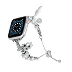 Bracelet de montre en métal perlé, pour Apple Watch Series 10 46mm, pour Apple Watch Series 10 42mm, pour Apple Watch SE 2023 44mm, pour Apple Watch SE 2023 40mm, pour Apple Watch Ultra 2 49mm, pour Apple Watch 9 45mm, pour Apple Watch 9 41mm
