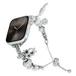 Bracelet de montre en métal perlé, pour Apple Watch Series 10 46mm, pour Apple Watch Series 10 42mm, pour Apple Watch SE 2023 44mm, pour Apple Watch SE 2023 40mm, pour Apple Watch Ultra 2 49mm, pour Apple Watch 9 45mm, pour Apple Watch 9 41mm