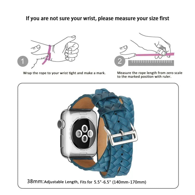 Bracelet de montre en cuir pleine fleur gaufré couronne, pour Apple Watch Series 5 et 4 40 mm / 3 et 2 et 1 38 mm, pour Apple Watch Series 7 45 mm / 6 et SE et 5 et 4 44 mm / 3 et 2 et 1 42 mm