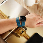 Bracelet de montre en cuir pleine fleur gaufré couronne, pour Apple Watch Series 5 et 4 40 mm / 3 et 2 et 1 38 mm, pour Apple Watch Series 7 45 mm / 6 et SE et 5 et 4 44 mm / 3 et 2 et 1 42 mm