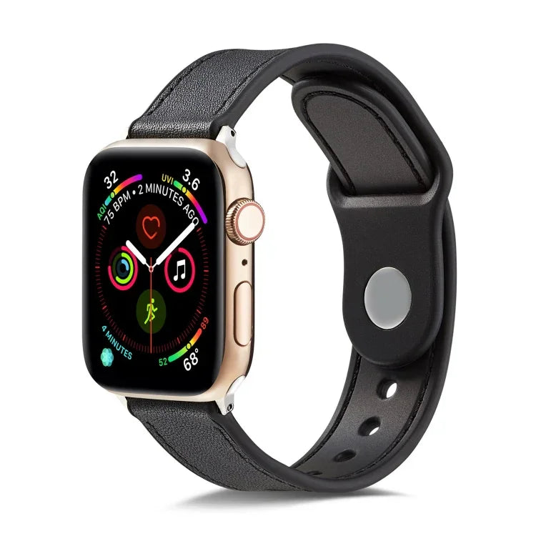 Bracelet de montre en TPU et cuir véritable à boucle unique