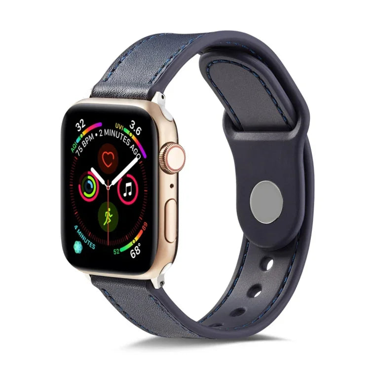 Bracelet de montre en TPU et cuir véritable à boucle unique