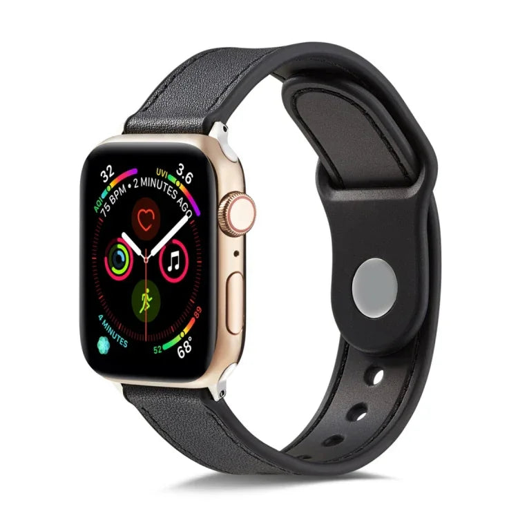 Bracelet de montre en TPU et cuir véritable à boucle unique