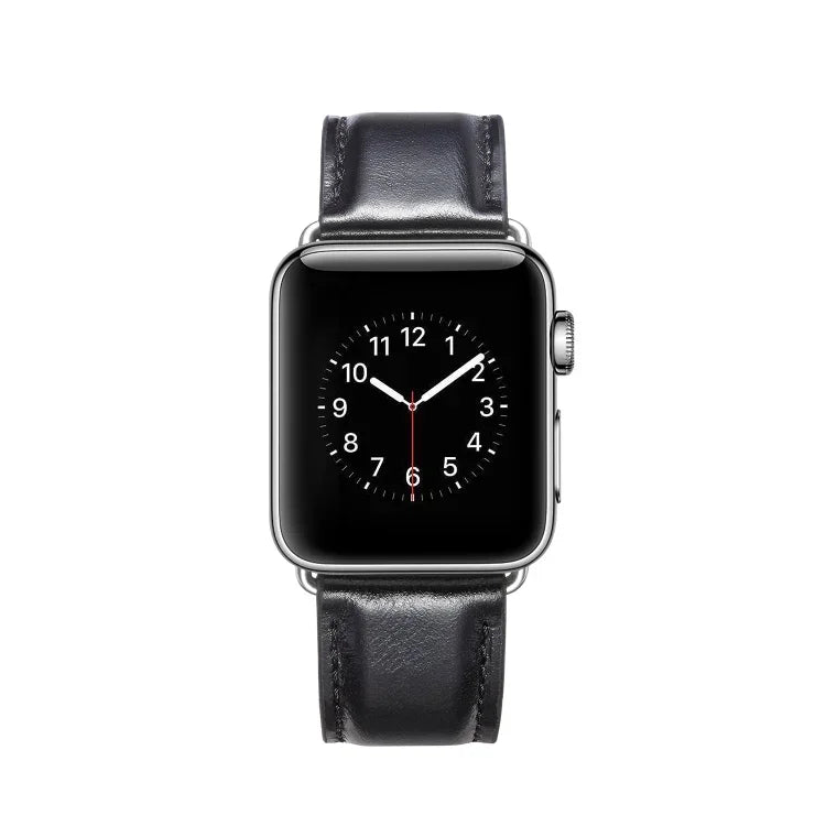 Bracelet de montre en cuir pleine fleur texturé Crazy Horse, pour Apple Watch Series 7 41 mm / 6 & SE & 5 & 4 40 mm / 3 & 2 & 1 38 mm, pour Apple Watch Series 7 45 mm / 6 & SE & 5 & 4 44 mm / 3 & 2 & 1 42 mm