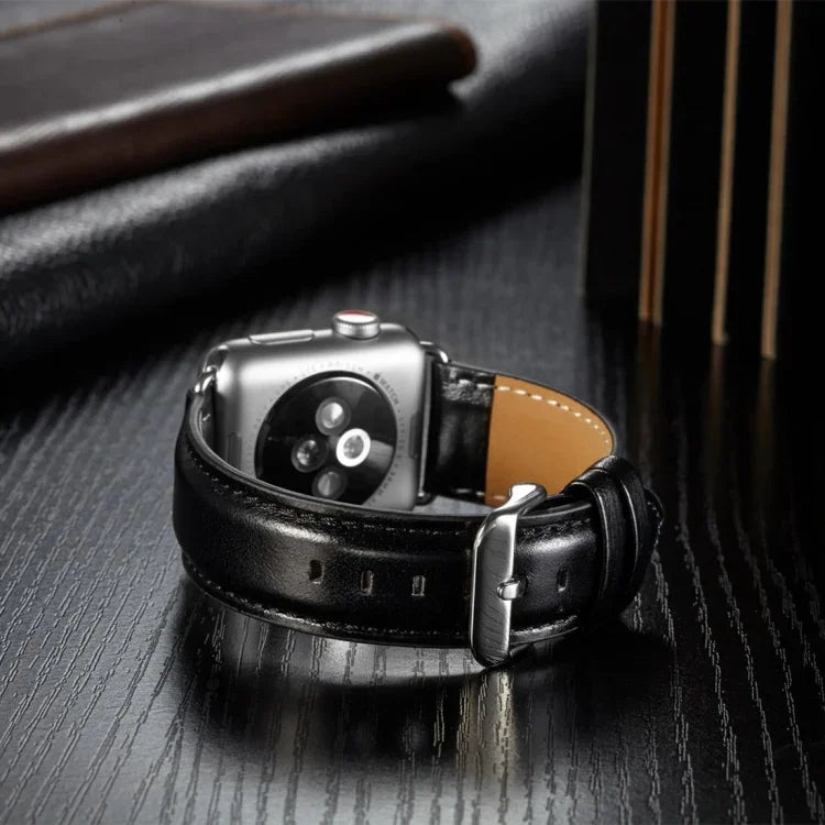 Bracelet de montre en cuir pleine fleur texturé Crazy Horse, pour Apple Watch Series 7 41 mm / 6 & SE & 5 & 4 40 mm / 3 & 2 & 1 38 mm, pour Apple Watch Series 7 45 mm / 6 & SE & 5 & 4 44 mm / 3 & 2 & 1 42 mm