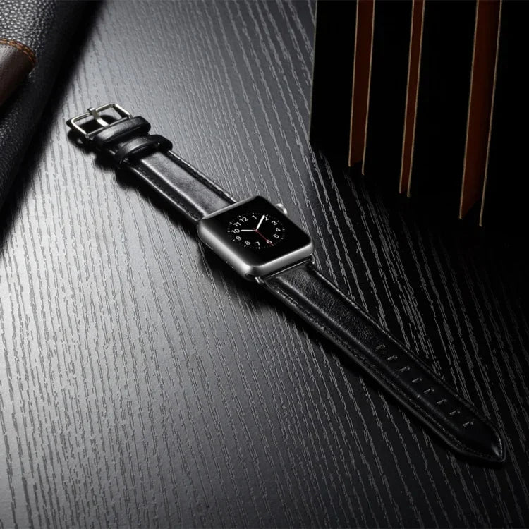 Bracelet de montre en cuir pleine fleur texturé Crazy Horse, pour Apple Watch Series 7 41 mm / 6 & SE & 5 & 4 40 mm / 3 & 2 & 1 38 mm, pour Apple Watch Series 7 45 mm / 6 & SE & 5 & 4 44 mm / 3 & 2 & 1 42 mm