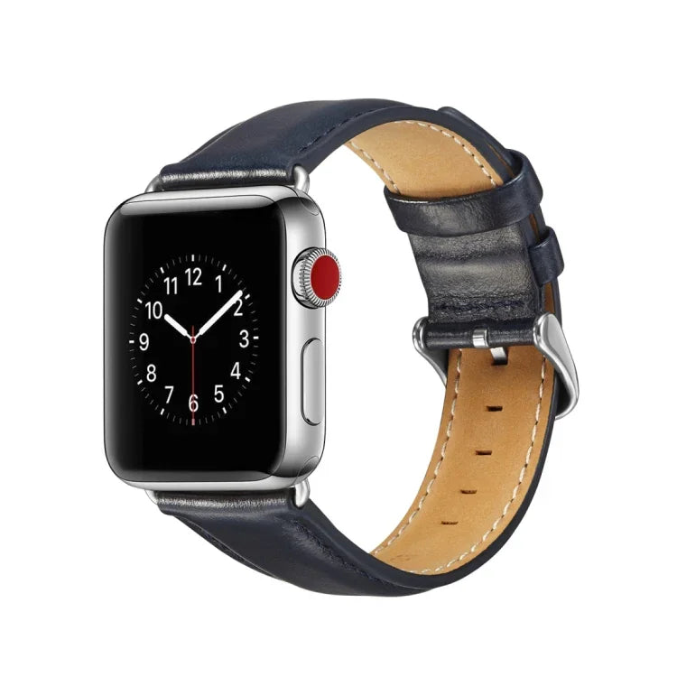 Bracelet de montre en cuir pleine fleur texturé Crazy Horse, pour Apple Watch Series 7 41 mm / 6 & SE & 5 & 4 40 mm / 3 & 2 & 1 38 mm, pour Apple Watch Series 7 45 mm / 6 & SE & 5 & 4 44 mm / 3 & 2 & 1 42 mm