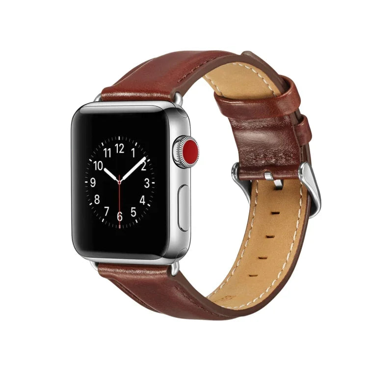 Bracelet de montre en cuir pleine fleur texturé Crazy Horse, pour Apple Watch Series 7 41 mm / 6 & SE & 5 & 4 40 mm / 3 & 2 & 1 38 mm, pour Apple Watch Series 7 45 mm / 6 & SE & 5 & 4 44 mm / 3 & 2 & 1 42 mm