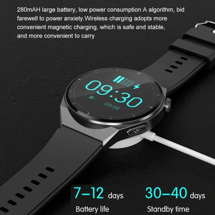 Montre connectée TK20 avec bracelet en silicone de 1,39 pouce, prend en charge l'ECG / le suivi des familles à distance / la surveillance de la température corporelle, bracelet en silicone (rouge), bracelet en silicone (noir), bracelet en silicone (bleu)