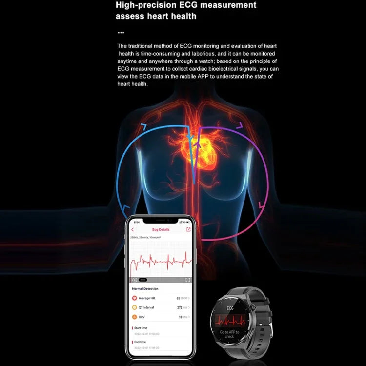 Montre connectée TK20 avec bracelet en silicone de 1,39 pouce, prend en charge l'ECG / le suivi des familles à distance / la surveillance de la température corporelle, bracelet en silicone (rouge), bracelet en silicone (noir), bracelet en silicone (bleu)