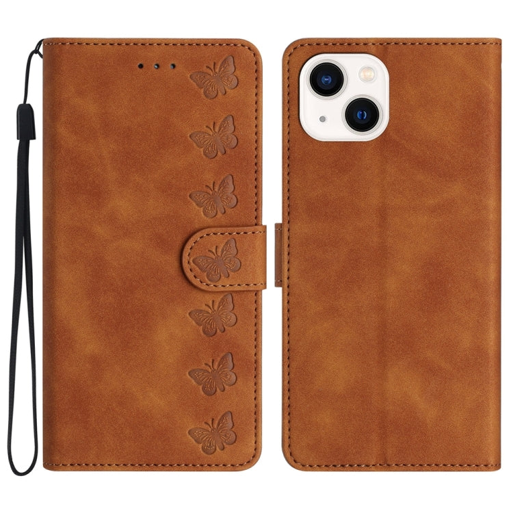 Étui de téléphone en cuir gaufré Sept Papillons, Pour iPhone 14 Pro Max, Pour iPhone 13 Pro Max, Pour iPhone 13 Pro, Pour iPhone 13, Pour iPhone 13 mini, Pour iPhone 12, Pour iPhone 12 Pro Max, Pour iPhone 12 Pro