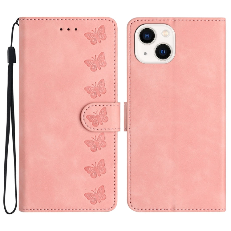 Étui de téléphone en cuir gaufré Sept Papillons, Pour iPhone 14 Pro Max, Pour iPhone 13 Pro Max, Pour iPhone 13 Pro, Pour iPhone 13, Pour iPhone 13 mini, Pour iPhone 12, Pour iPhone 12 Pro Max, Pour iPhone 12 Pro