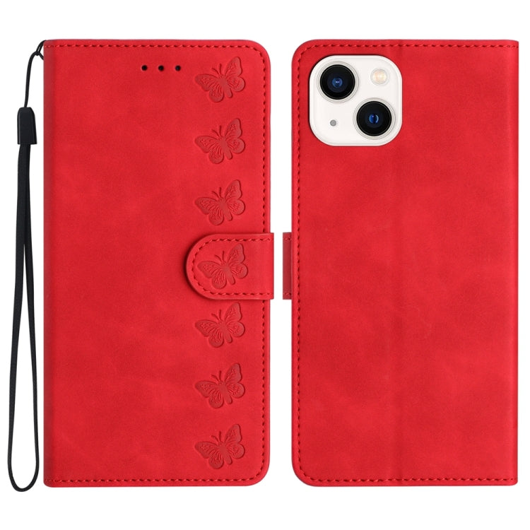 Étui de téléphone en cuir gaufré Sept Papillons, Pour iPhone 14 Pro Max, Pour iPhone 13 Pro Max, Pour iPhone 13 Pro, Pour iPhone 13, Pour iPhone 13 mini, Pour iPhone 12, Pour iPhone 12 Pro Max, Pour iPhone 12 Pro