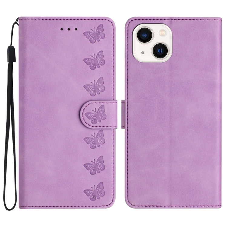Étui de téléphone en cuir gaufré Sept Papillons, Pour iPhone 14 Pro Max, Pour iPhone 13 Pro Max, Pour iPhone 13 Pro, Pour iPhone 13, Pour iPhone 13 mini, Pour iPhone 12, Pour iPhone 12 Pro Max, Pour iPhone 12 Pro