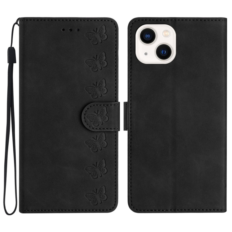 Étui de téléphone en cuir gaufré Sept Papillons, Pour iPhone 14 Pro Max, Pour iPhone 13 Pro Max, Pour iPhone 13 Pro, Pour iPhone 13, Pour iPhone 13 mini, Pour iPhone 12, Pour iPhone 12 Pro Max, Pour iPhone 12 Pro